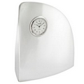 Polished silver sleek curved wave clock for desk or mantle